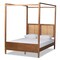 Baxton Studio Malia Modern and Contemporary Walnut Brown Finished Wood and Synthetic Rattan King Size Canopy Bed 184-11044-Zoro - alternate 1